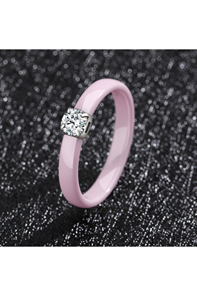 Choice23 8 Pink Classic Promise Ring for Women Ceramic Wedding Band 3mm Thin ...