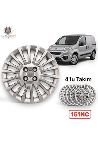 Kotanjant FİAT FİORİNO 15 İnç Jant Kapağı 4'lü Set Gümüş + 4 Amblem