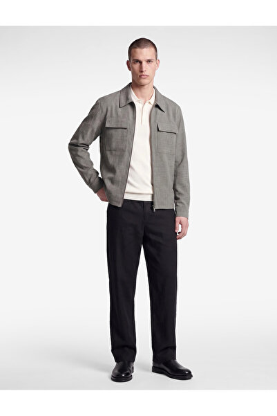 Koton Long Sleeve Viscose Blend Covered Pocket Shirt Collar Zipper Jacket