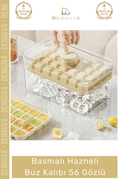 Generic Brand Premium Durable Bpa-Free Button-Press Double 56-Cube Ice Cube M...