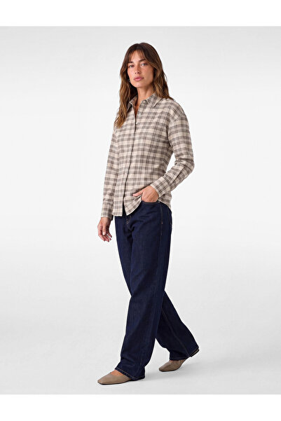 Koton Slim Fit Long Sleeve Classic Collar Peplum Plaid Shirt