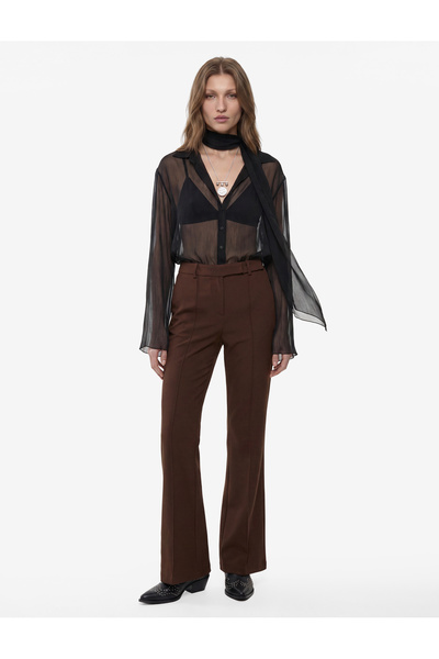 Koton Slim Fit Ribbed Spanish Leg Fabric Trousers with Pockets