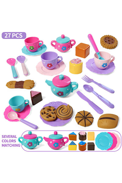 Choice Blue Little girl tea party set, pretend afternoon tea dessert teapot s...
