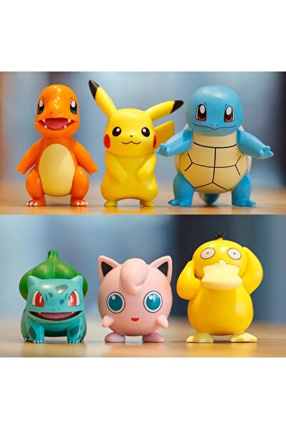 BANDAI NO BOX Pokemon Anime Figures Pikachu Toys Model Charmander Psyduck Squ...