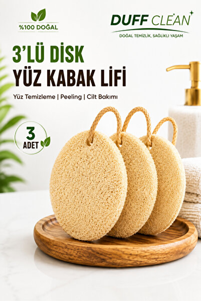 DUFF CLEAN Natural 3-Pack of Pumpkin Fiber with Exfoliating Effect for Skin C...