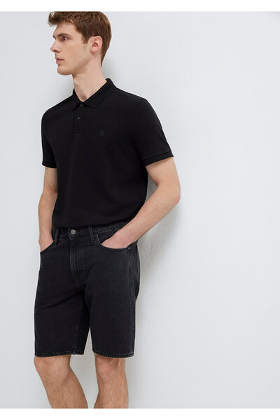 Mavi Seal Logo Embroidered Black Polo T-Shirt Slim Fit / Narrow Cut 88043900