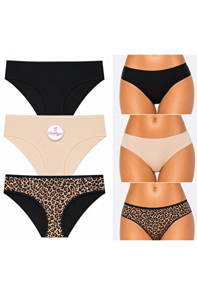 DONLİZZA Black Skin Leopard Panties 3 Pieces