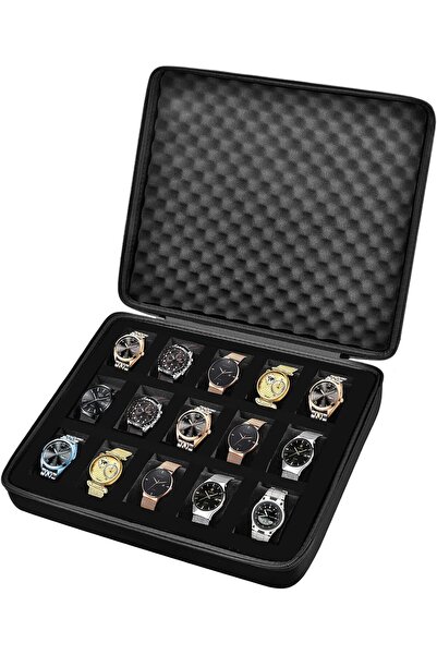 Choice Black 15 Slots Watch Box Organizer Men Watch Display Storage Case for ...