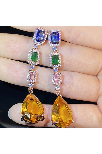 Choice E2294 Huitan New Trendy Women Long Hanging Earrings with Colorful Cubi...