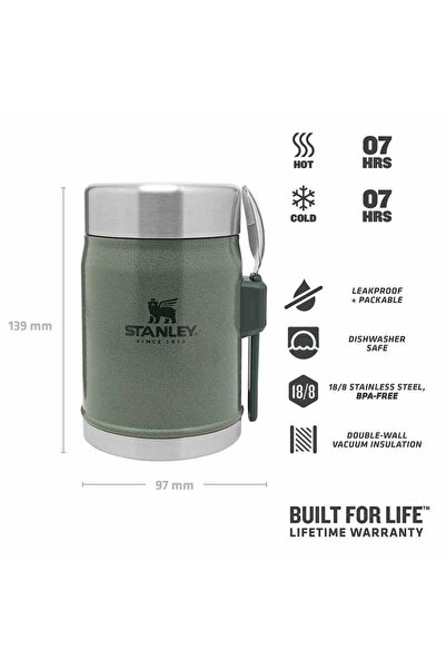 Stanley Classic Legendary Kaşıklı Yemek Termosu 0.4L Termos Kamp Matara YEŞİL