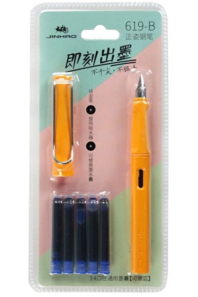 jinhao Dolma Kalem Seti Kayısı Sarı Renk F 0,60 mm Uç 5 Kartuş