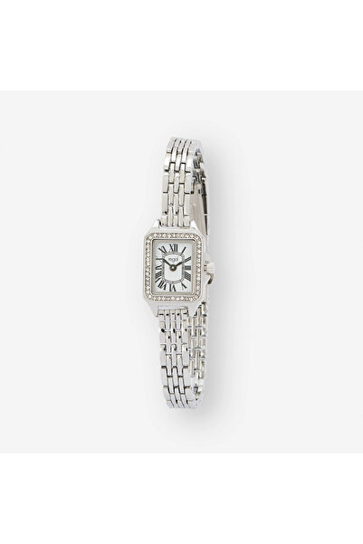 Regal Women's Watch & Bracelet Set, Rectangular Silver-Tone Case 19 × 28 mm