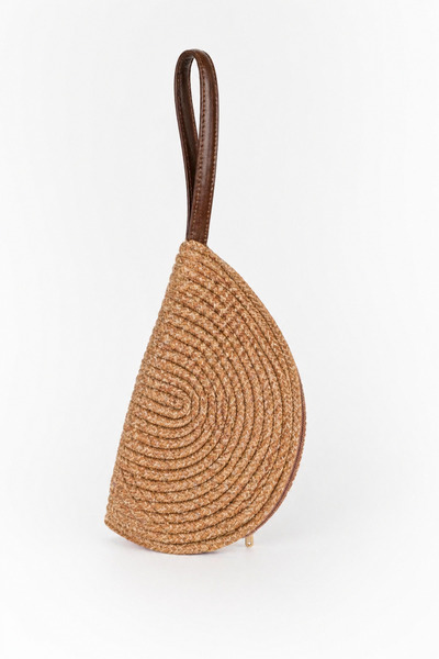 ZÇBUTİK Hasır Clutch Çanta Deniz Kabuğu Form Kadın