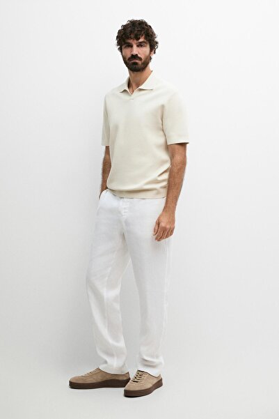 Massimo Dutti Pamuklu akışkan triko polo yaka t-shirt