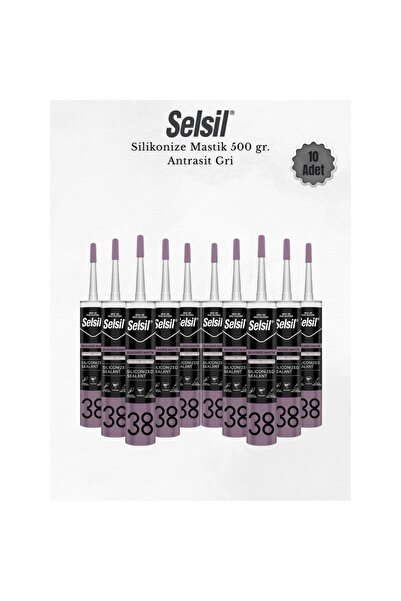 Selsil Silikonize Antrasit Gri Mastik 500 Gr. 10 Adet