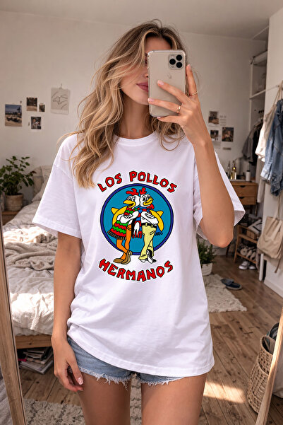 AYDESİGN Μπλουζάκι Los Pollos Hermanos με στάμπα και λευκό λαιμόκοψη
