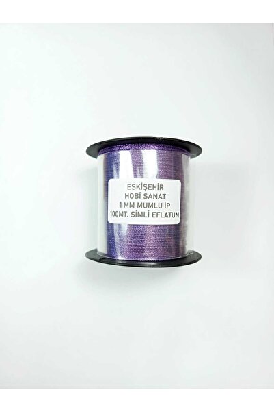 Eskişehir hobi sanat Ασημί μωβ νήμα 1 χιλιοστό 100 μέτρα Κερωμένο νήμα Δερμάτ...