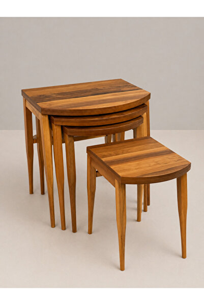 Lesawood Oden Ceviz Zigon Sehpa, Ahşap Sehpa, Modern Sehpa, Servis Sehpası