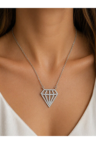 Yuchicly Diamond-Looking Necklace Stainless Steel Sparkling Stylish