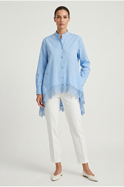 HANIQA Κομψό γυναικείο πουκάμισο με δαντελένια λεπτομέρεια