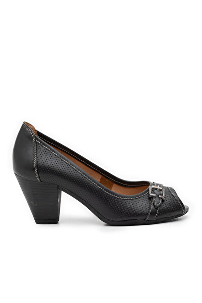 UrbanShoes Pantofi casual cu toc dama de piele naturala, Leofex - 276-1 negru