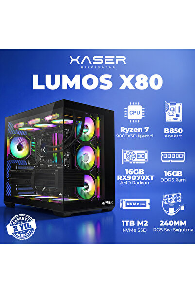 XASER Lumos X80 Ryzen 7 9800X3D 16GB DDR5 Ram 1TB M.2 NVMe SSD 16GB RX9070 XT...