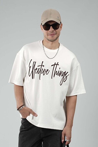 king brich Μπλουζάκι Oversize με στάμπα  "Effective Things " και στάμπα  "Bas...