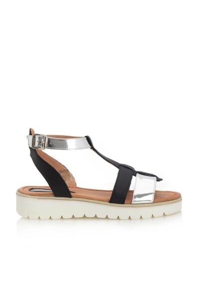 UrbanShoes Sandale cu talpă joasă damă, din piele naturală, Leofex - 151 Negr...