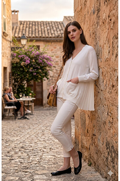 Lal Triko ARKASI ŞİFON PİLELİ MERSERİZE HIRKA13004