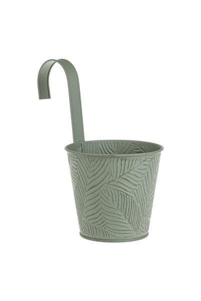 Zâna Casei Ghiveci tip găleată din metal periat cu frunze în relief Ø11x22cm ...