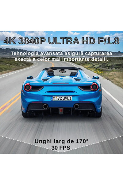 MOGODA Cameră auto de bord 4K Ultra HD WiFi F8 – 170 ° Viziune nocturnă, Senzor G, Monitorizare 24h, Înregistrare în buclă, Aplicația Viidure