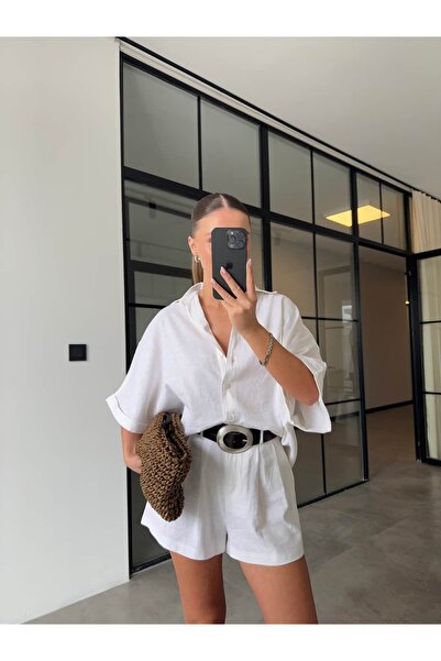 BB Bensu Buyruk ΣΕΤ ΛΙΝΟΥ ΡΟΥΧΟΥ ΜΕ ΚΟΝΤΟΜΑΝΙΚΟ ΠΟΥΚΑΜΙΣΟ ΚΑΙ ΣΟΡΤΣ