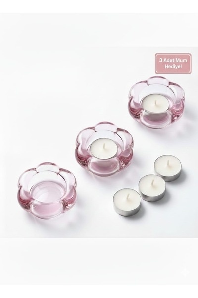 IKEA 3'lü tealight mumluk - 3 adet Mum Hediye - Belir Store