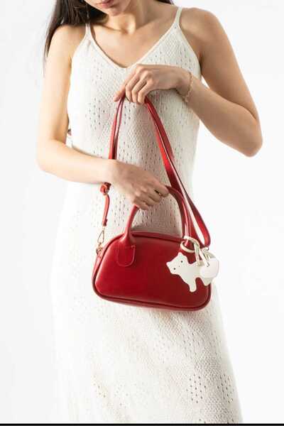 ÖZÜM ÇANTA Women's Cat Charm Gift Shoulder Crossbody Bag Red