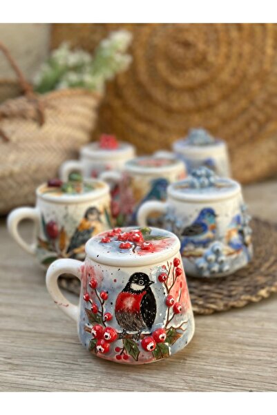 Tilki Tasarım Kapaklı Kuş Mug