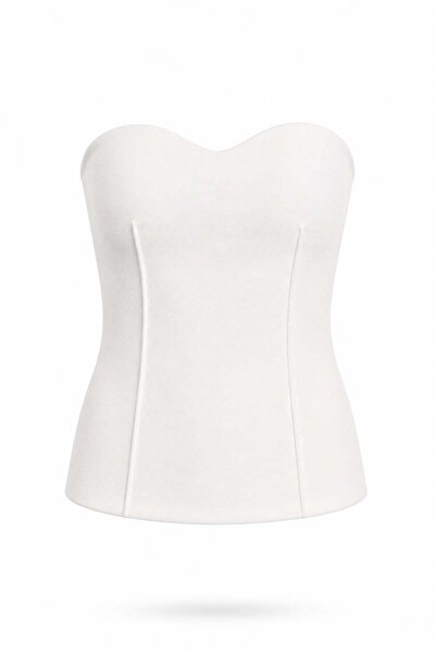 5in1Canpolat Λευκό Μπουστιέ με Λαιμόκοψη Καρδιά 17624