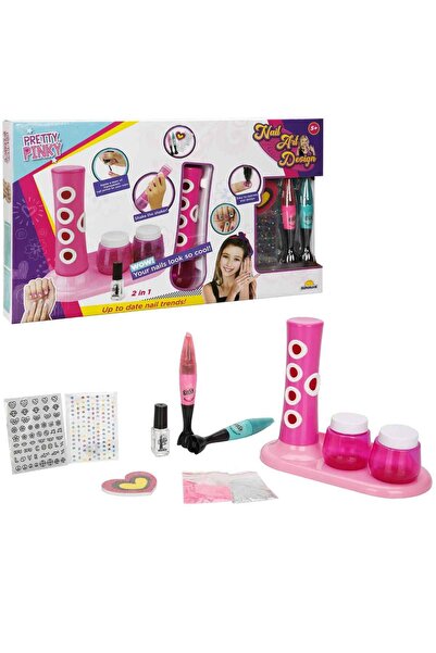 Feyza Oyuncak Pretty Pinky 2in1 Tırnak Tasarım Seti | Işıltılı Manikür ve Sti...