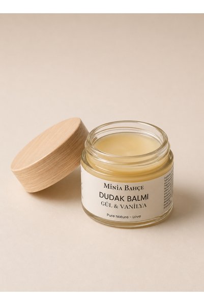 minia bahçe Rose & Vanilla Lip Balm – Natural Moisturizing and Nourishing Lip Care 10 ml