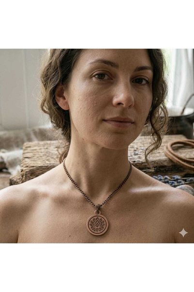 Zib Grips Velvet Copper Lotus Mandala Copper Necklace Handmade Boho Spiritual Gift