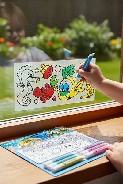 Amos Cam Boyama Seti Peelable Sticker – Çıkarılabilir Dekoratif Tasarım ve El...