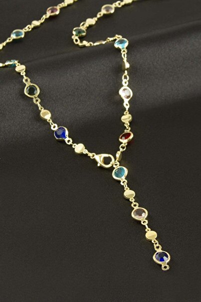 Marsilyan Round Zircon Stone Y Necklace Ilkel-Bjt940