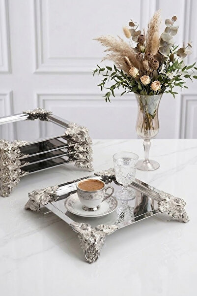 Kitchen Life 6-Piece Butterfly Square Stainless Steel Silver Coffee Presentat...