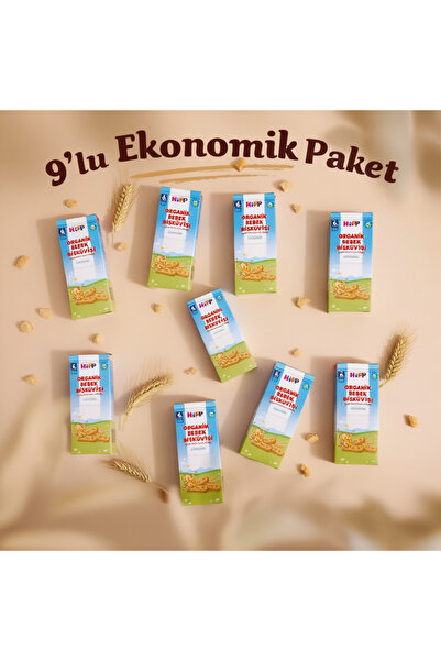 Hipp Organik Bebek Bisküvisi 180 gr x 9'lu Ekonomik Paket