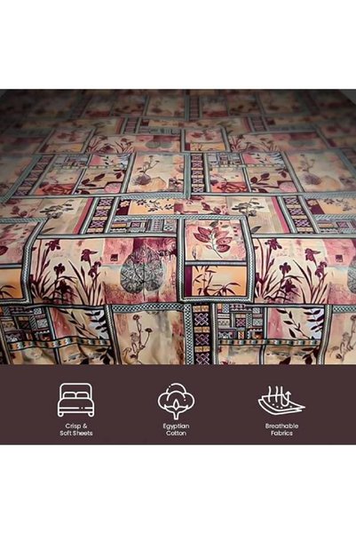 Yellow Drapes Cotton Bed Sheet King Size 108x108 Inches with Pillow Covers | Luxury Printed 100% Cotton Bedsheets | Soft Breathable Comfortable King Size Bedding Set for Everyday Use