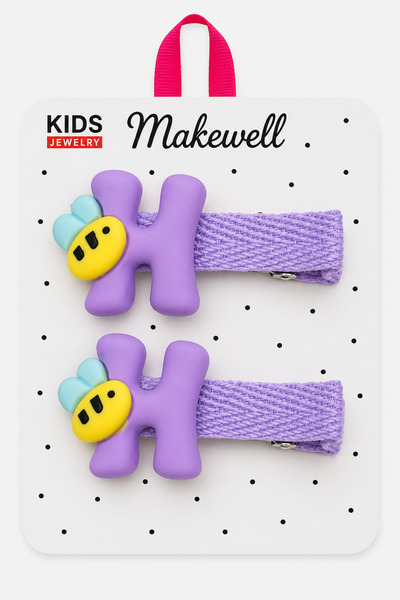 MakeWell Harfli 2’li Çocuk Klips Toka – İsim Baş Harfi Kurdeleli Çıtçıt Saç T...