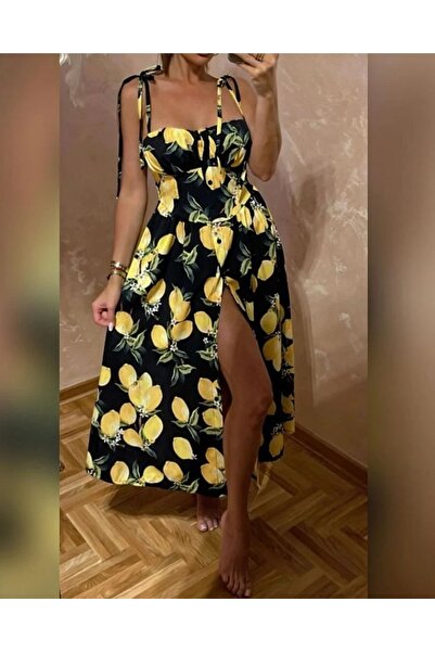 ADAMODA.RO Rochie midi cu imprimeu cu lămâi