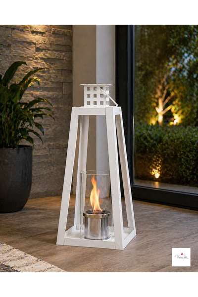 Flame Art Concept Fener Tasarımlı Bioethanol Şömine(Beyaz, Küçük Boy) – Dekor...