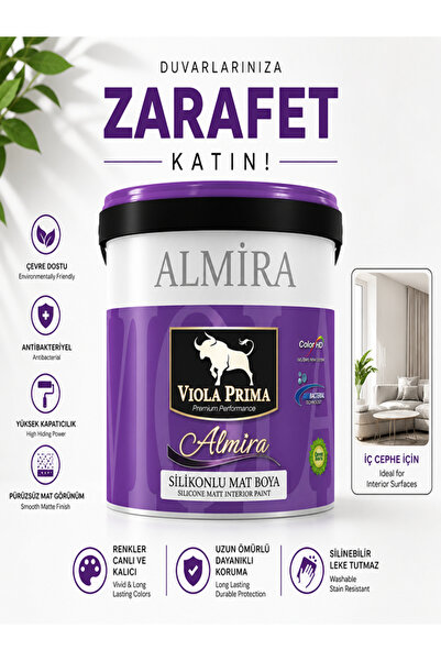 Viola Prima Almira Silikonlu Mat İç Cephe Boyası Duvar Boyası Silinebilir