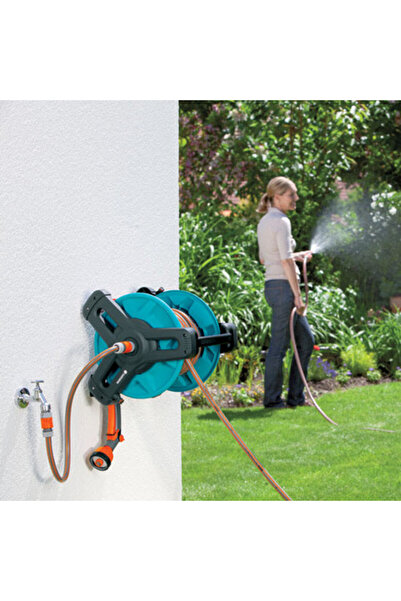 Gardena Set tambur de perete pentru furtun 50 M echipat cu 20 M de furtun si ...