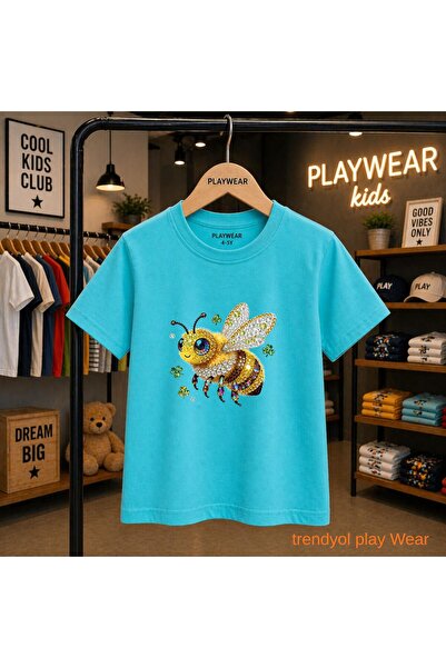 playwear Tricou unisex pentru copii 100% cu imprimeu Bee Diamond, pentru vârs...